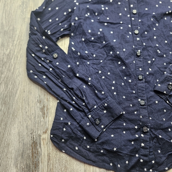 ModCloth Women's XL Navy Blue Button Down White Stars - Picture 4 of 10